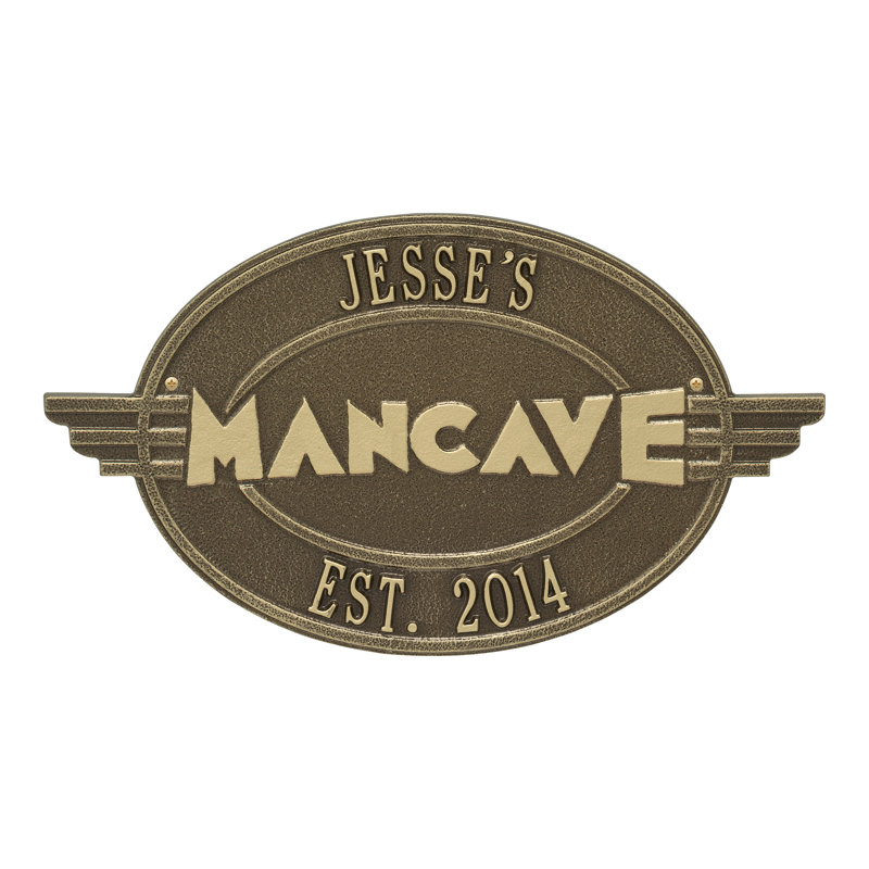 Décoration murale à plaque personnalisable man cave Moderno, Or, Oui