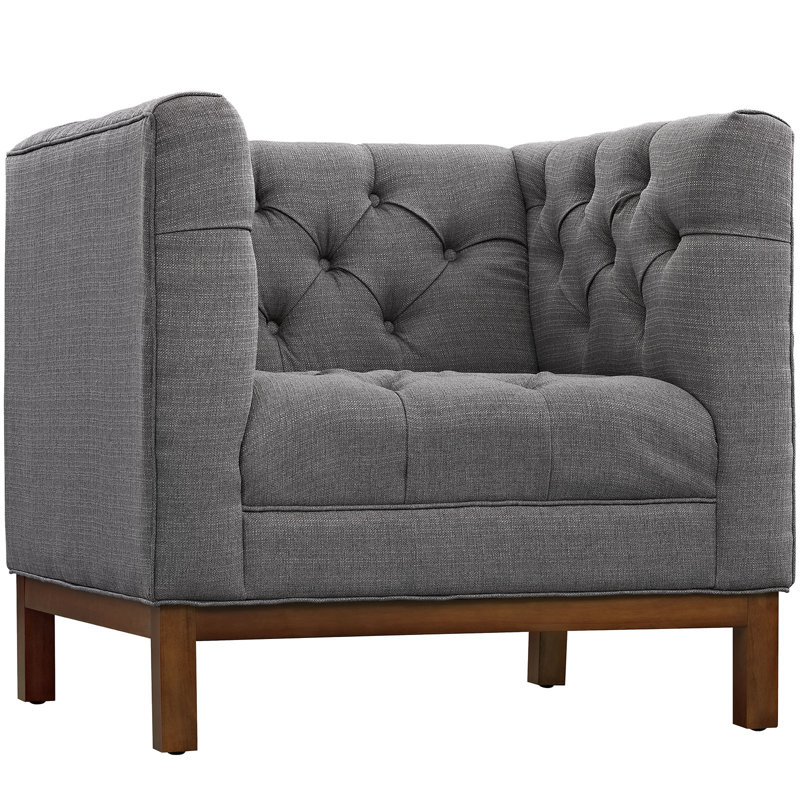 Modway Panache Mid Century Fabric Armchair, Gray Performance Velvet