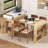 Extendable Dining Table with Folding Tabletop, Drawers & Power Outlet (Natural+Creamy White)-129470464