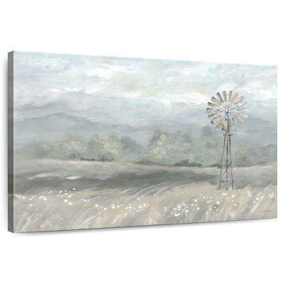 Country Meadow Windmill Landscape Neutral