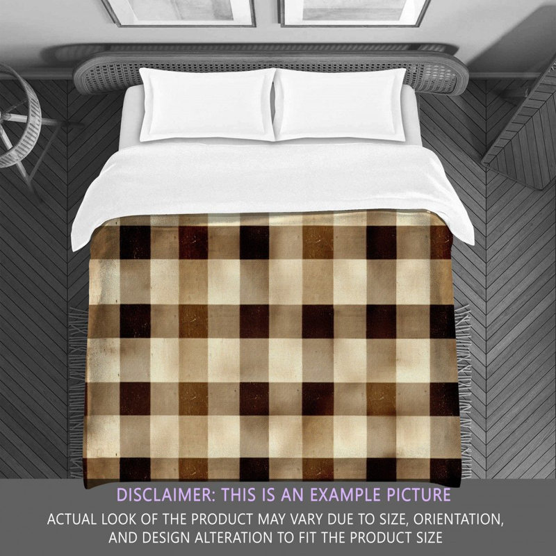 Machine Printed Comforter, King Comforter, Brown/Beige Gingham