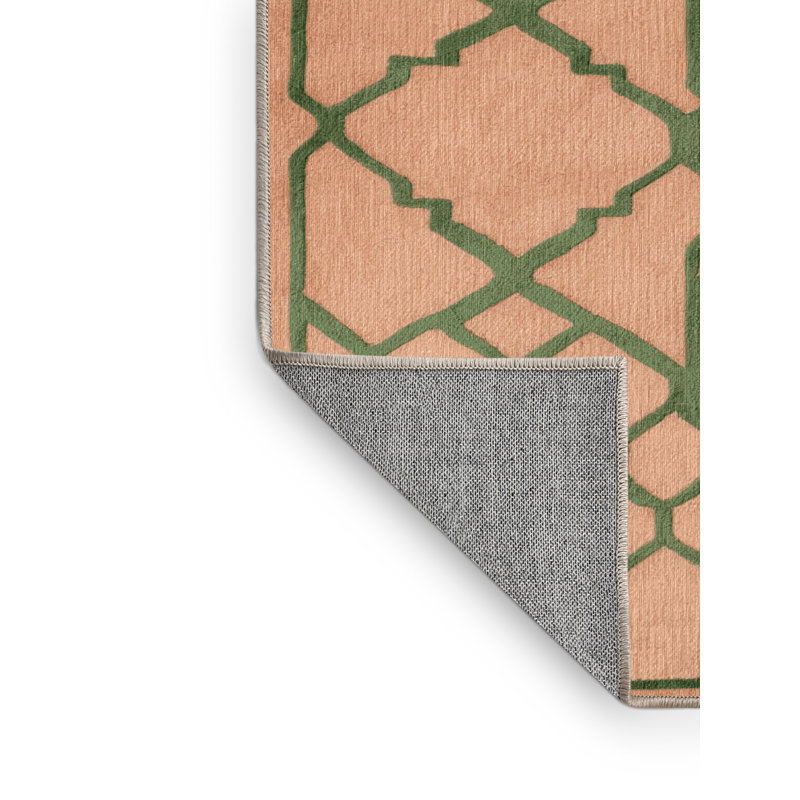 Tapis brun treillis lavable à la machine, Rond 7 pi