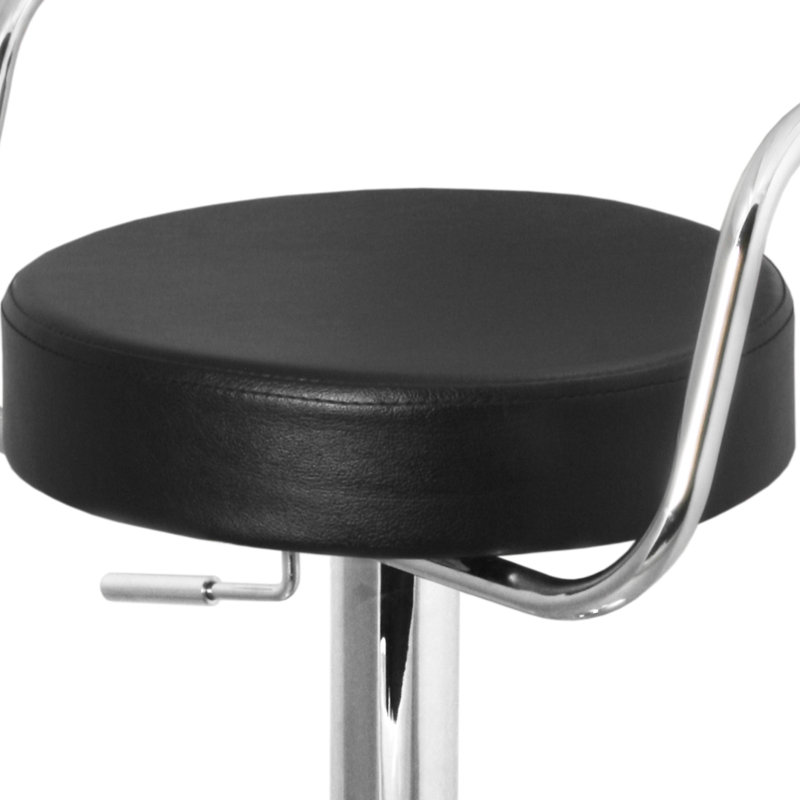 Shatley Swivel Upholstered Adjustable Height Counter Stool with Metal Frame, Black