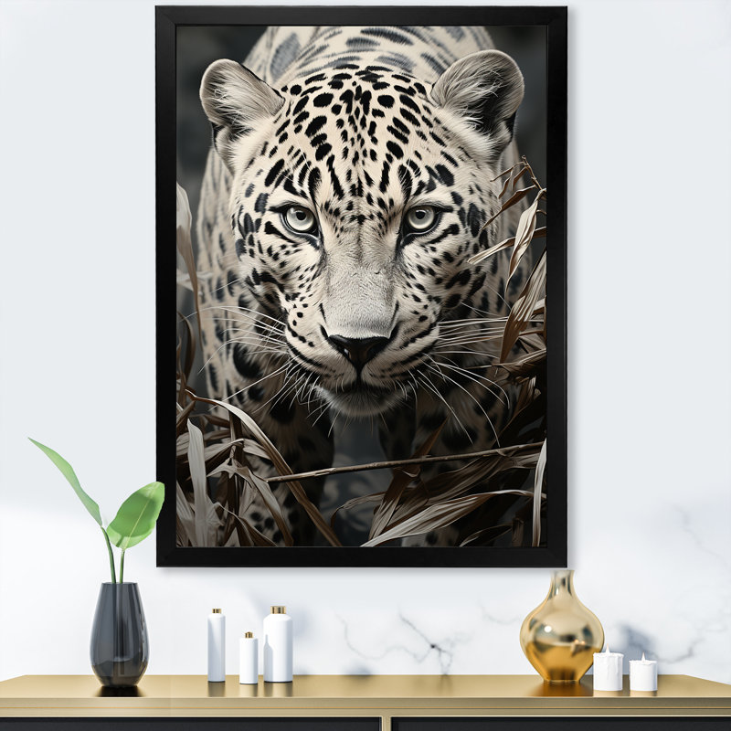 «Graceful Leopard Predators In The Wild», reproduction sur toile, Cadre simple noir, H 20 po x l 12 po x P 1 po