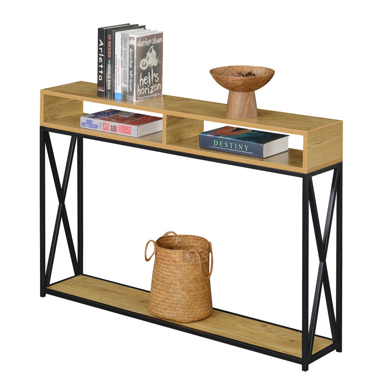 Ariyana 47.25'' Console Table, English Oak Top/Black Base