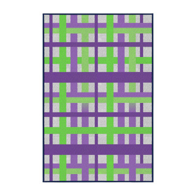 Tapis vert/mauve à motifs