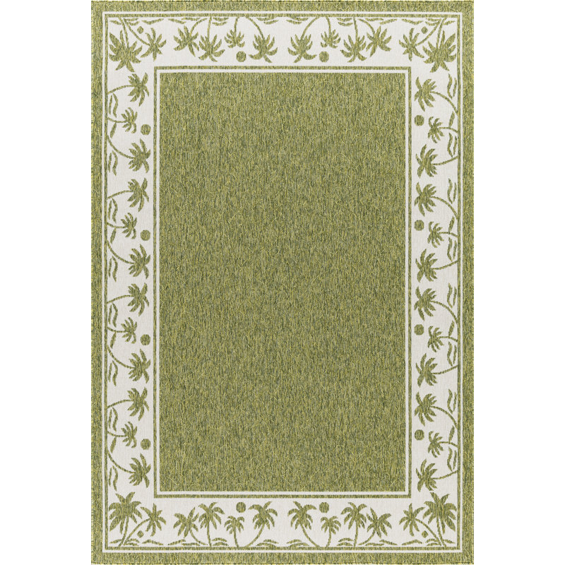 Tapis intérieur / extérieur à motif floral vert Springcreek, Rectangle 7 pi 10 po x 10 pi 2 po