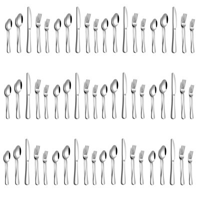 60-Piece Stainless Steel Flatware Set For 12, Dishwasher Safe