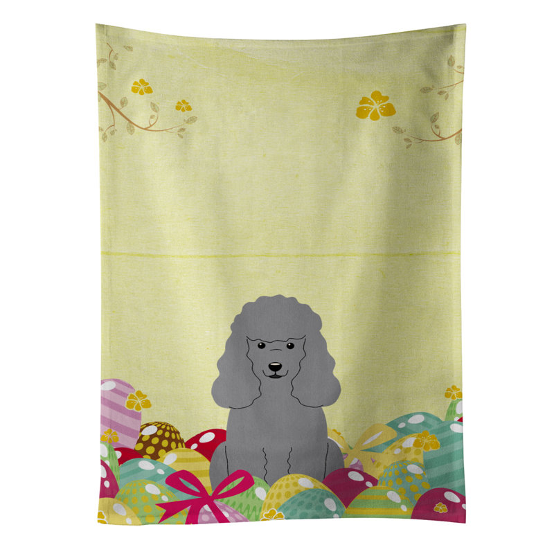 Serviette de thé caniche gris œufs pâques