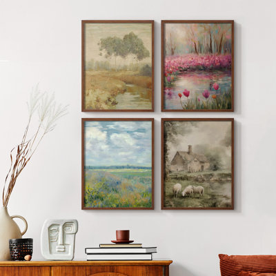 Vintage Landscape LXXXII  Framed Print - Set of 4