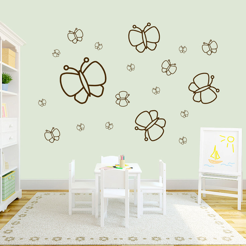 Adhésif décoratif papillons Harty, Brun chocolat