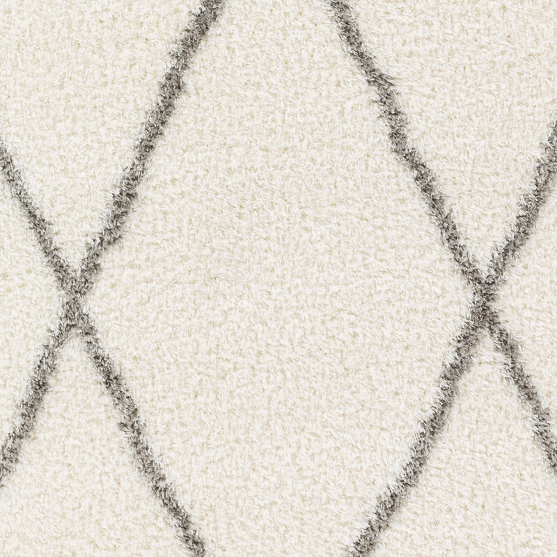 Bassiru Geometric Machine Woven Area Rug in Ivory/Brown, Rectangle 7'10" x 10'