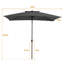 Parasol de marché rectangulaire inclinable 10 pi x 6 pi 5 po Le-1099585322