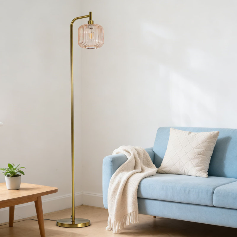 Lampe sur pied moderne avec abat-jour en verre, télécommande et minuterie, grande lampe sur pied de 67 pouces pour le salon, la chambre à coucher ou le bureau (ampoule à DEL incluse)
