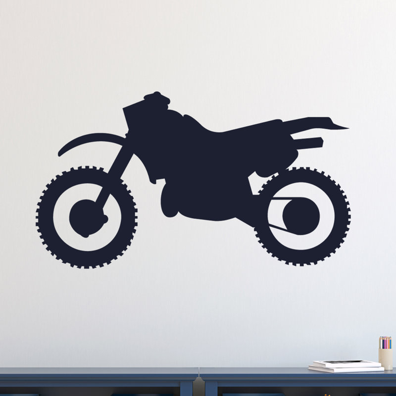 Décalcomanie murale silhouette de vélo à saleté, Bleu marine