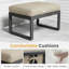 Ensemble de 2 repose-pieds de patio en aluminium toutes saisons de 26 po avec coussins beiges épais avec cadre noir-382291394
