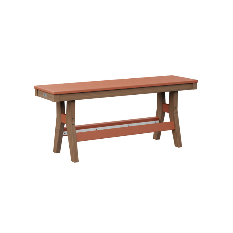 Banc portatif Berlin de 44 po, Mango Orange/Antique Mahogany, 18" H x 44" W x 12.5" D