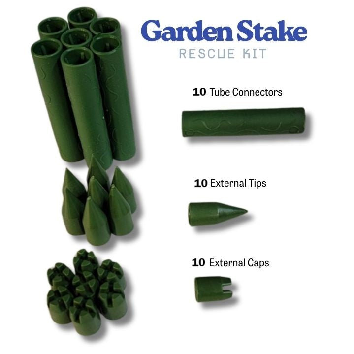 Ensemble de secours pour piquets de jardin - Connecteurs de tube, embouts de piquets et capuchons pour piquets de 7/16 po