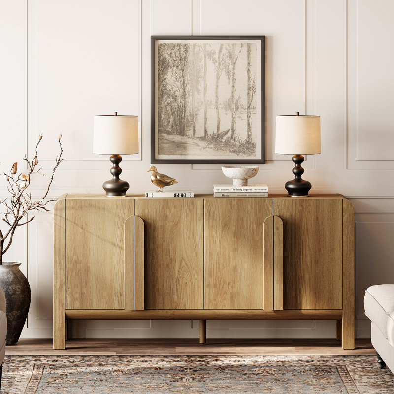 63" Baby Storage Cabinet for Bedroom, Mid Century Modern Closet Storage Organizer For Nursery, Living Room, Hallway, Walnut