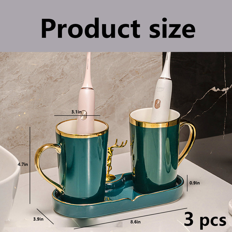 Ensemble d'accessoires de salle de bain, Vert malachite / or