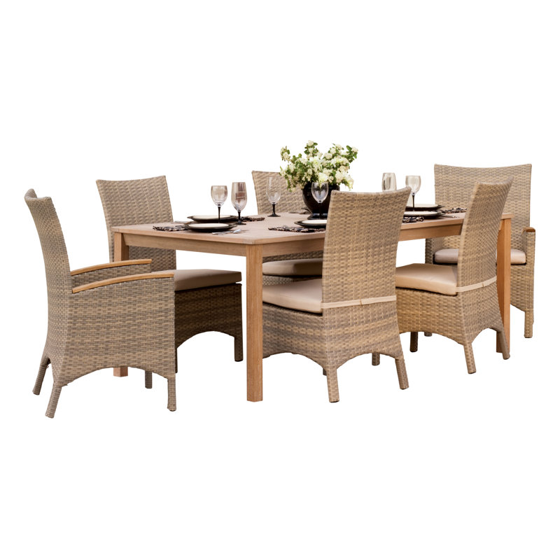 Harpersfield 6 - Person Patio Dining Set with Rectangular Table , Cushions Included