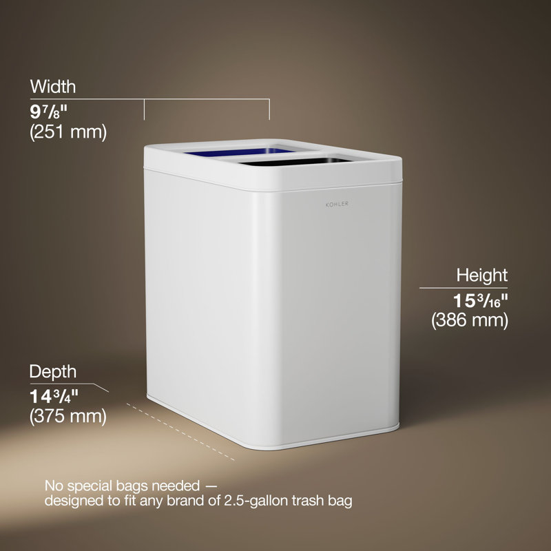 22-Liter Dual-Compartment Open-Top Trash Can, Stainless Steel + White