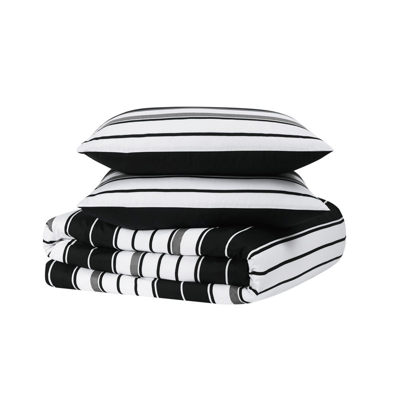 Twin Black Microfiber Comforter and Sham Set