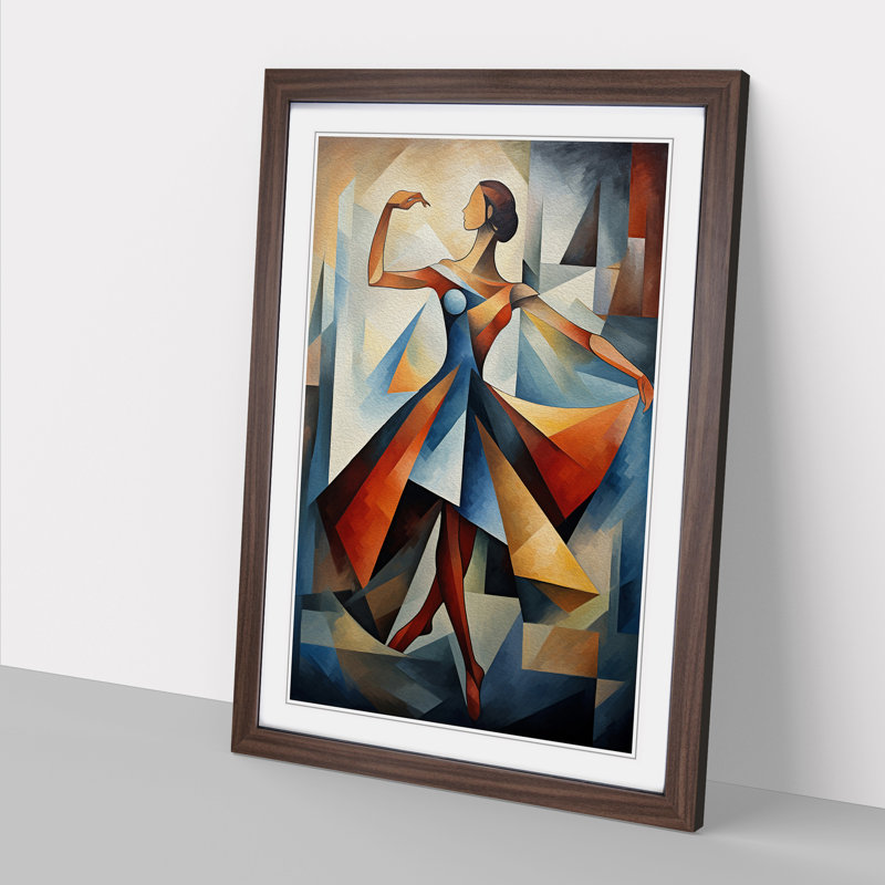 Ballet Dancer Cubism Art - Framed Print, Walnut Framed, 46cm H x 34cm W