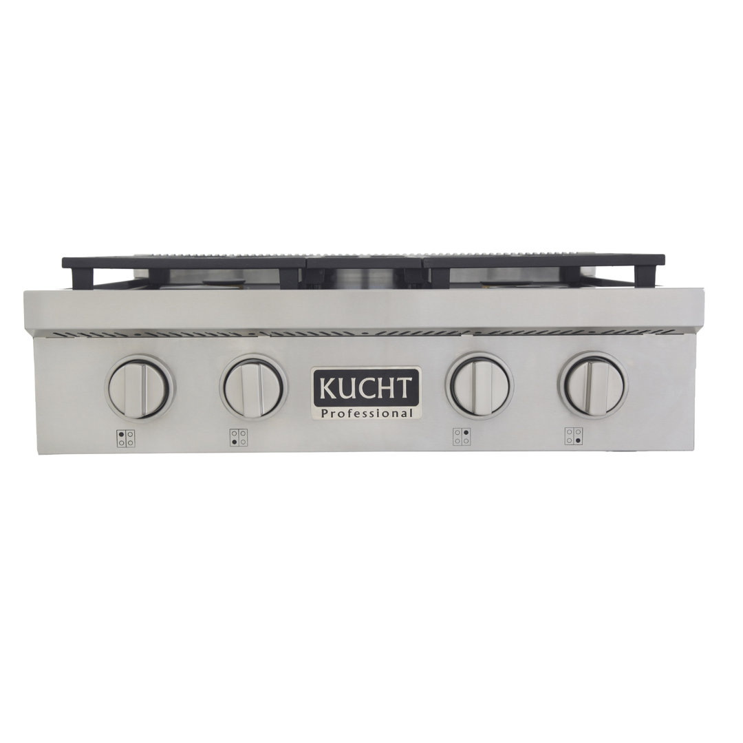Kucht Professional 30 in. Gas Range Top with Sealed Burners in Stainless Steel Kucht Hardware 