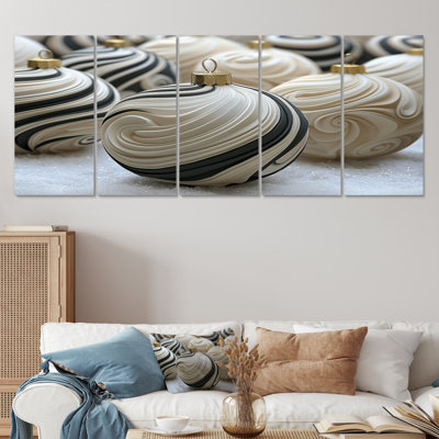 «White and Black Christmas Peppermint Swirl III», ensemble d'art sur toile de Noël