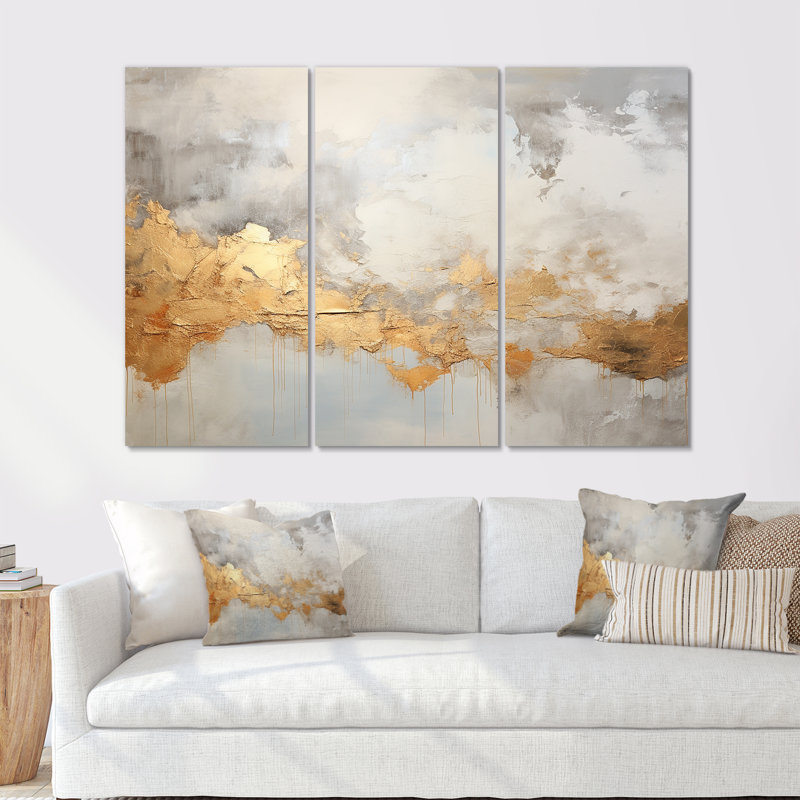 «Beige minimalisme», ensemble d'art mural sur toile, Toile tendue, H 32 po x l 48 po x P 1 po