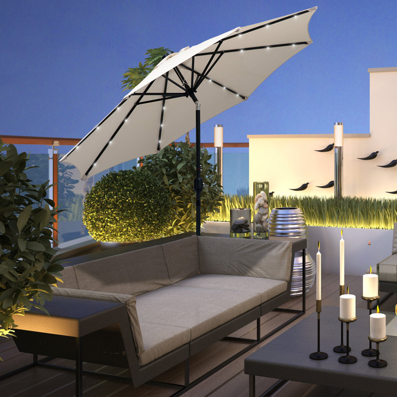 Nectar 2.7m Patio Garden Umbrella Outdoor Parasol Tilt Crank Cream