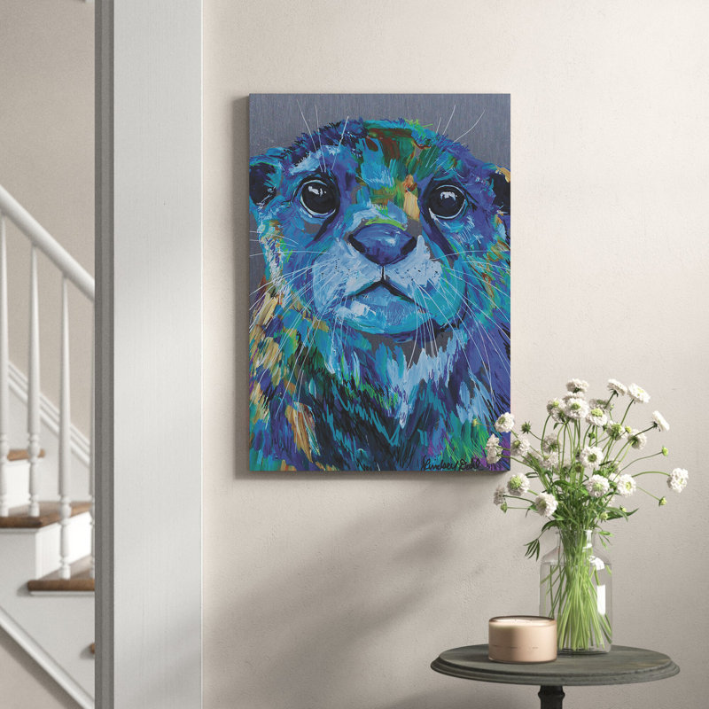 Otter 1 Piece Painting on Canvas, 20.32 cm H x 30.48 cm W, No Frame