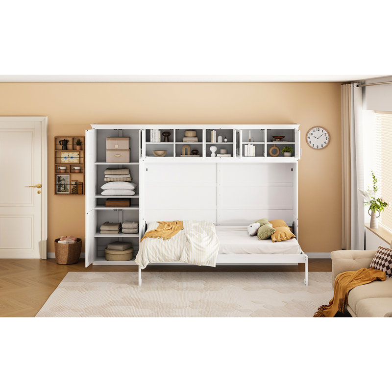 Grand lit avec commode intégrée et tiroirs de rangement intégrés