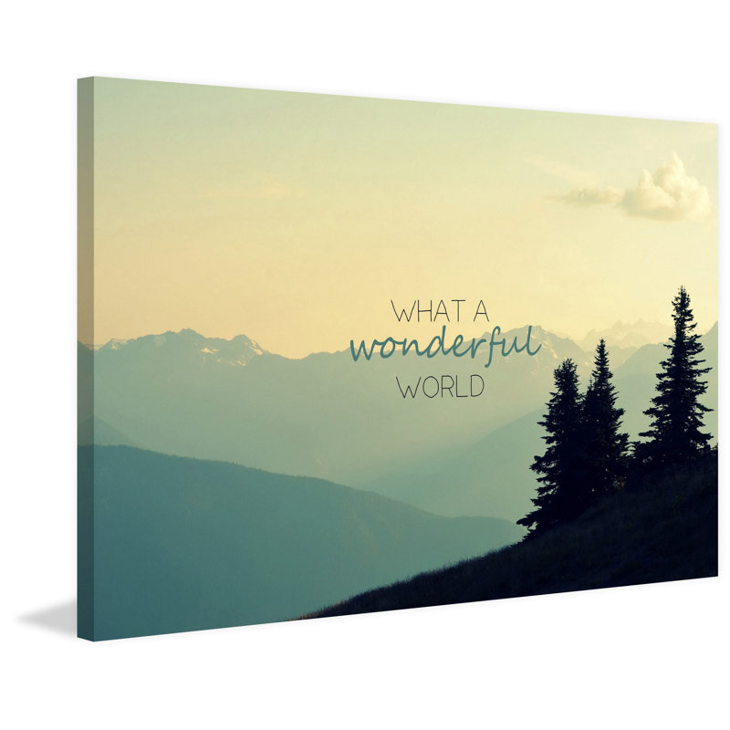 Reproduction d’art sur toile tendue "what a merveilleux world" par robin, H 30 po x l 45 po x P 1,5 po