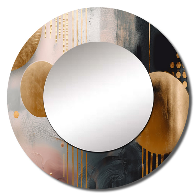 Parvesh cercles métalliques sur marbre Energy III - miroir mural en marbre, miroir décoratif rond moderne, impression d'art en métal