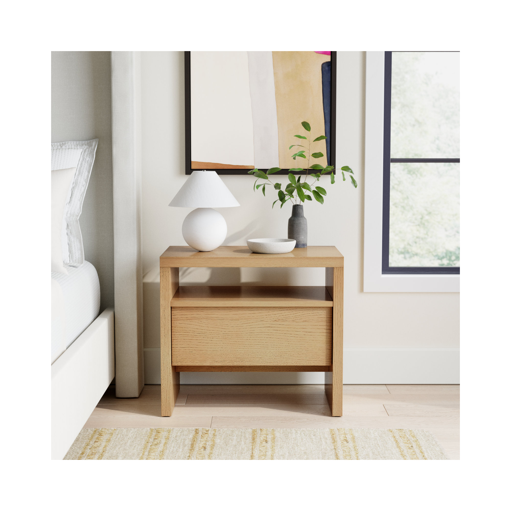 Sedona Solid + Manufactured Wood Nightstand, Natural