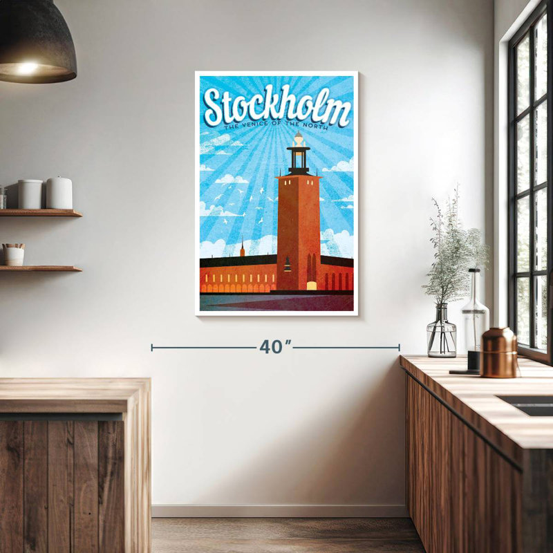 Affiche rétro de Stockholm, Stockholm, H 39 po x l 26 po