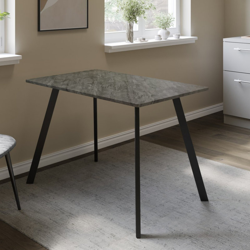 Metal Base Dining Table, Slate Grey