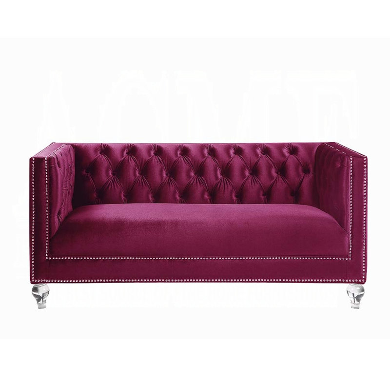 Causeuse en velours bordeaux Soham