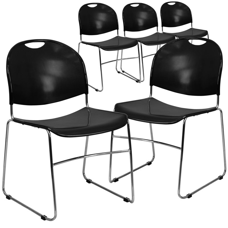 Chrome Frame Ergonomic Mid-Back Stackable Chair for Various Settings