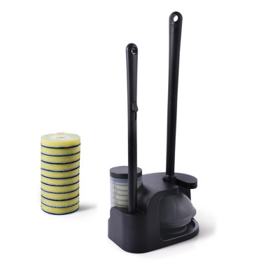 Brosse de toilette jetable et piston (noir)