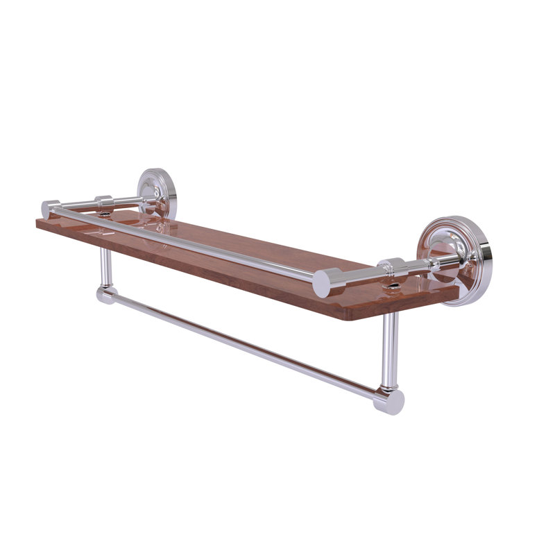 Alcott Bracket Shelf with Towel Bar, Polished Chrome, 5" H x 22" W x 5" D