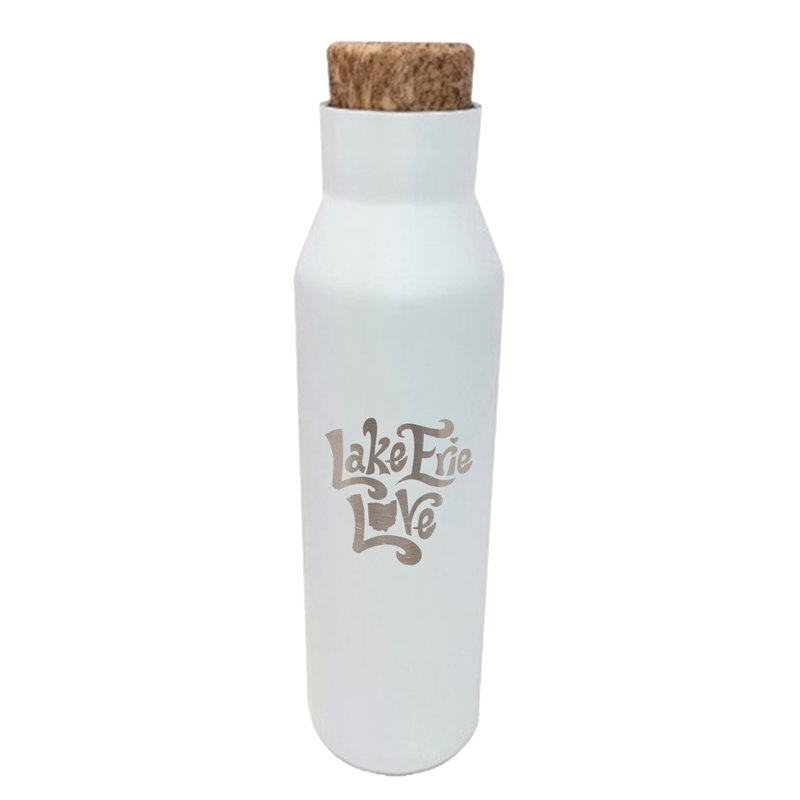 Verre à eau 20 oz. Lake Erie Love Gobelet de voyage à double paroi en acier inoxydable, Blanc