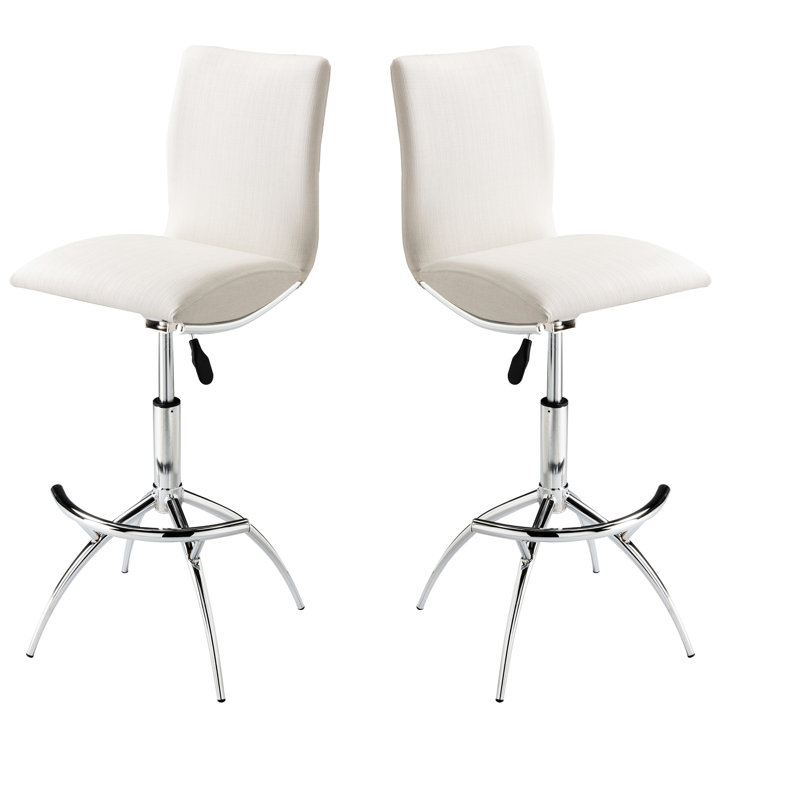 Tabouret de bar contemporain (2), blanc doux avec texture, support en métal, siège réglable, coussin en mousse facile d'entretien de 2 chaises modernes, structure texturée, hauteur, rembourrage de qualité