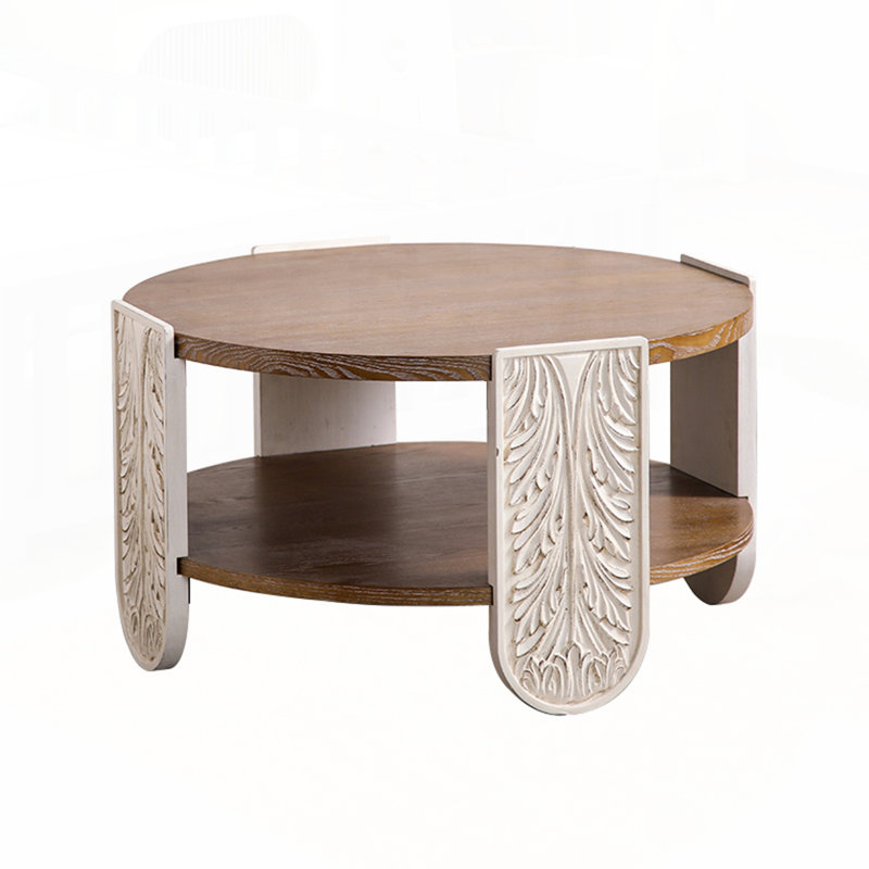 Table basse en bois avec rangement double couche pour le salon