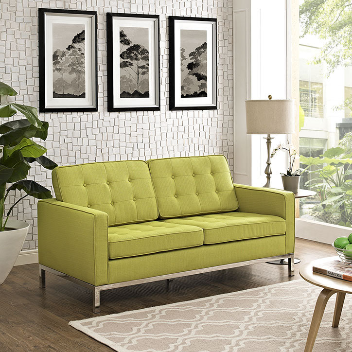 Causeuse rembourrée en tissu Loft, Herbe de blé