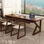 Bureau rectangulaire à 3 tiroirs en bois massif brun noisette-906467554