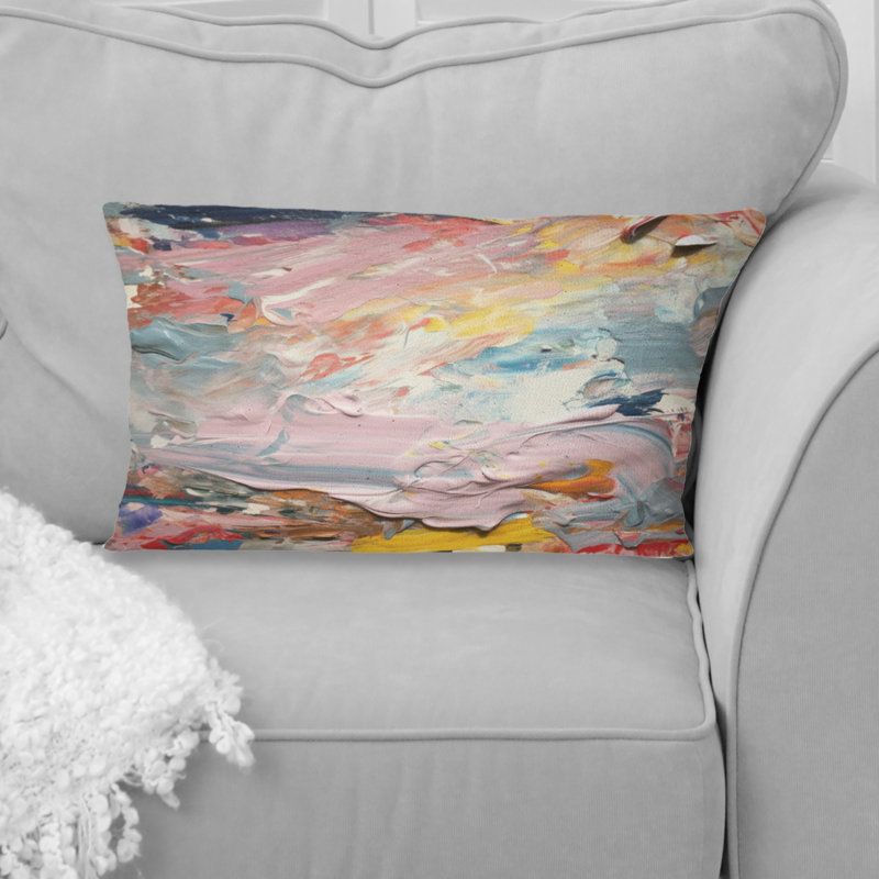 Summer Pastel Groove Abstract Expressionism - Coussin décoratif avec peinture abstraite