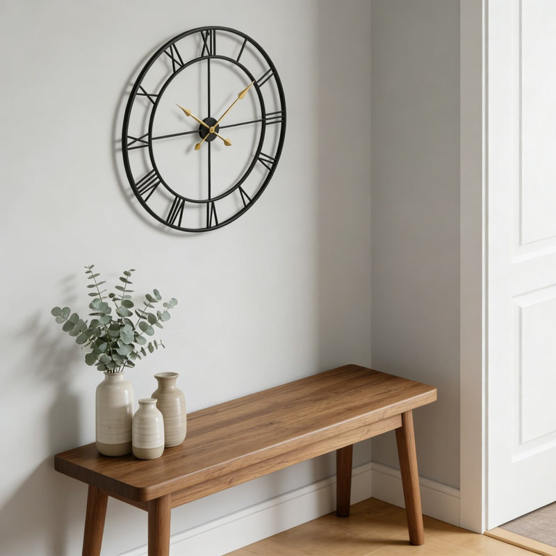 Grande horloge murale de 40 pouces avec chiffres romains, mouvement à quartz silencieux, décor de maison de campagne moderne pour le salon, le bureau ou comme cadeau